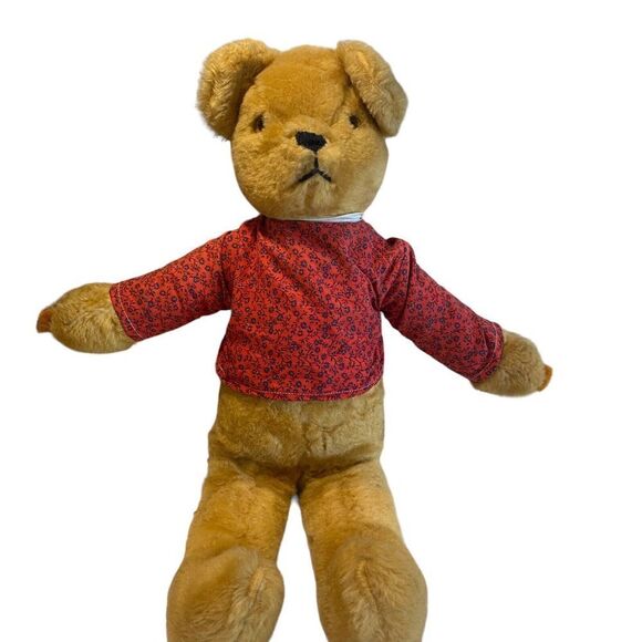 Alresford Crafts LTD Honey bear soft plush stuffed toy 19” red shirt overalls - Picture 9 of 13